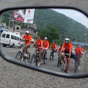 Alisa Duncan and supporters leaving Zihuatanejo