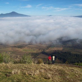 Lake Pátzcuaro is beneath the heavy cloud layer