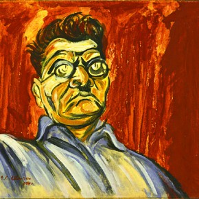 Self portrait: Orozco Self- Portrait. 1940. Tempera on cardboard mounted on composition board, From the permanent collection at MOMA NY.